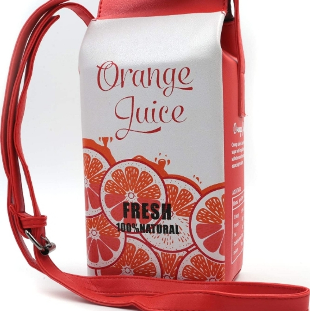 💋 Cute Orange Juice Carton Crossbody Purse / Bag